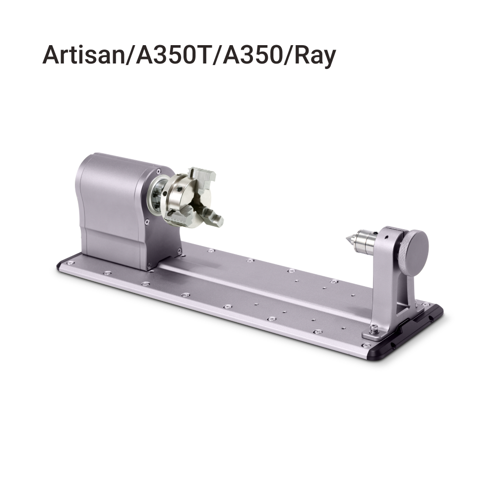Snapmaker Rotary Module setup for Artisan/A350T/A350/Ray, enhancing 4th axis CNC capabilities.