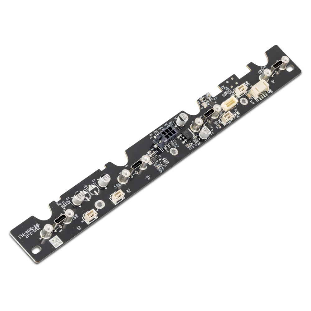 Placa adaptadora del eje para Snapmaker U1; vista superior de la placa adaptadora y los puertos.