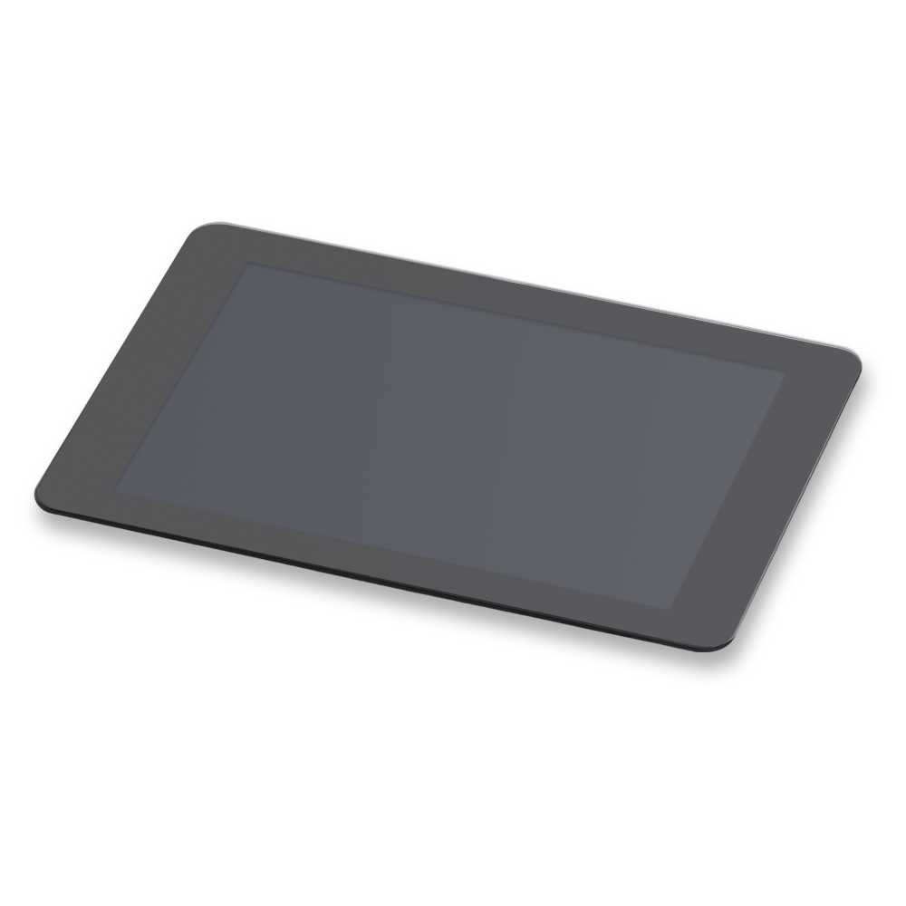 Pantalla táctil de 3,5 pulgadas para la Snapmaker U1, mostrada desde un ángulo bajo para resaltar el diseño limpio de su estructura.