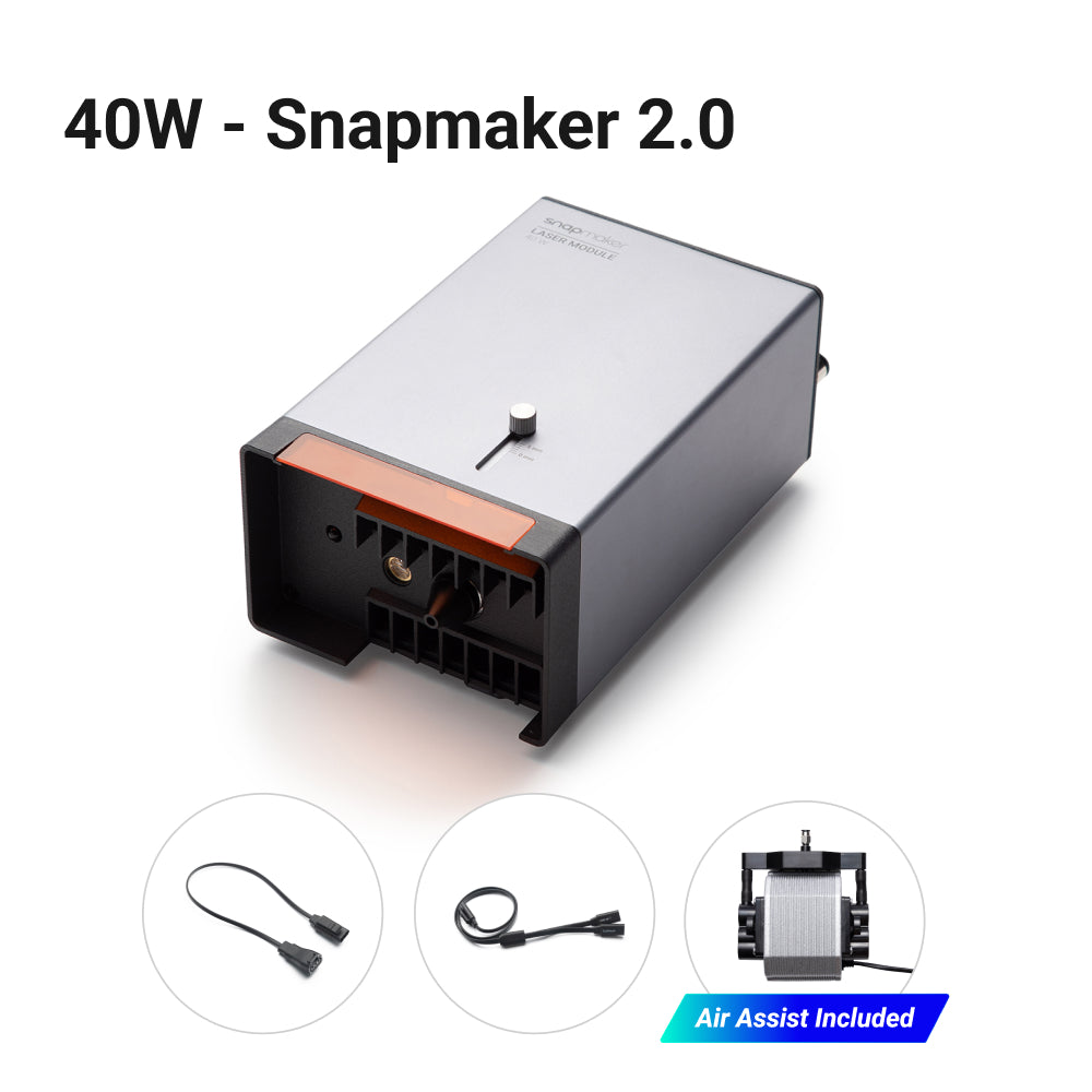 40W Snapmaker 2.0 laser module with air assist for precise and safe laser cutting and engraving.