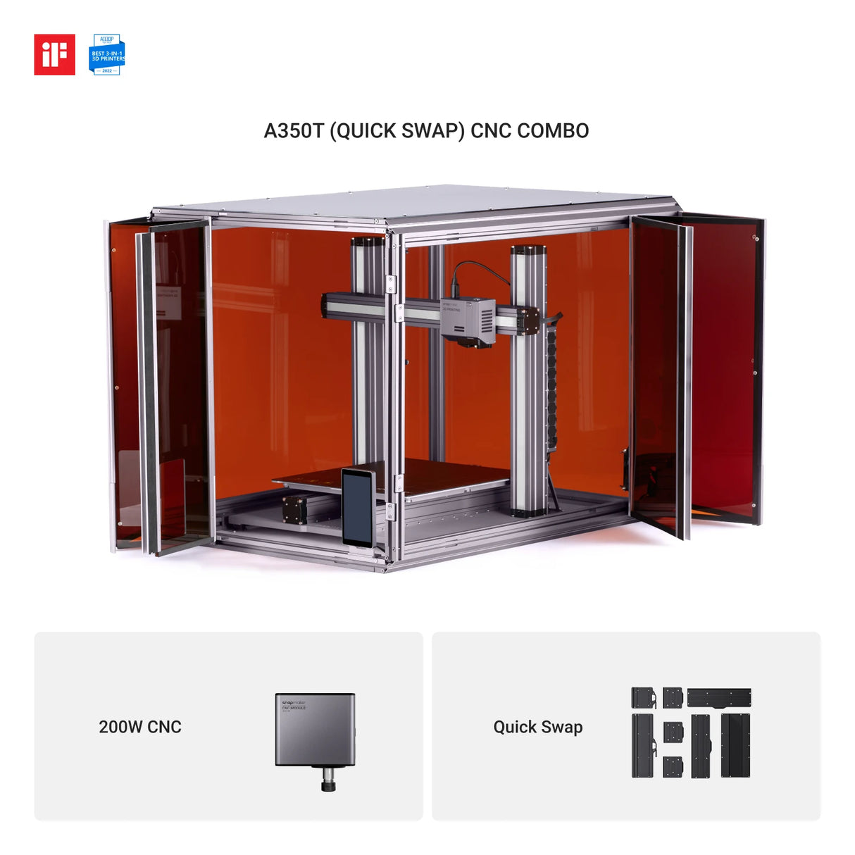 Snapmaker 2.0 Modular 3-in-1 3D Printer with Enclosure A350T (VAT Incl.)