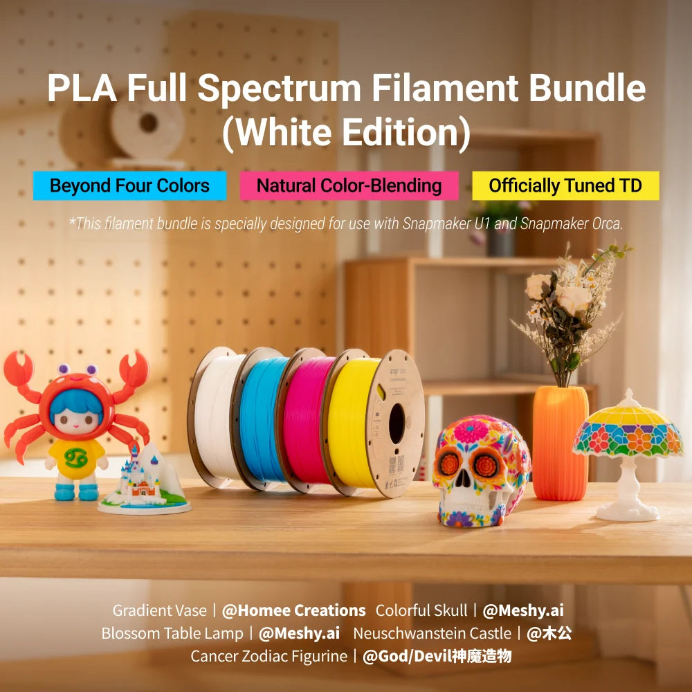 PLA Full Spectrum Filament Bundle (White Edition) (RFID) - 4kg