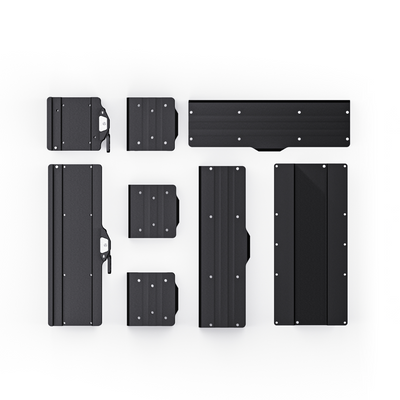 Snapmaker 2.0 Quick Swap Kit parts, featuring metal plates for easy toolhead swaps.