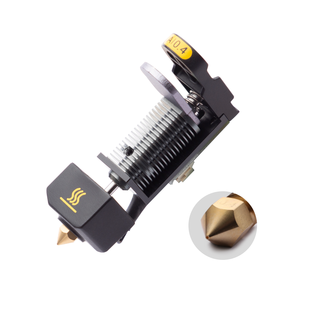 0.4 mm Snapmaker Hot End for Dual Extrusion Module with brass nozzle close-up.