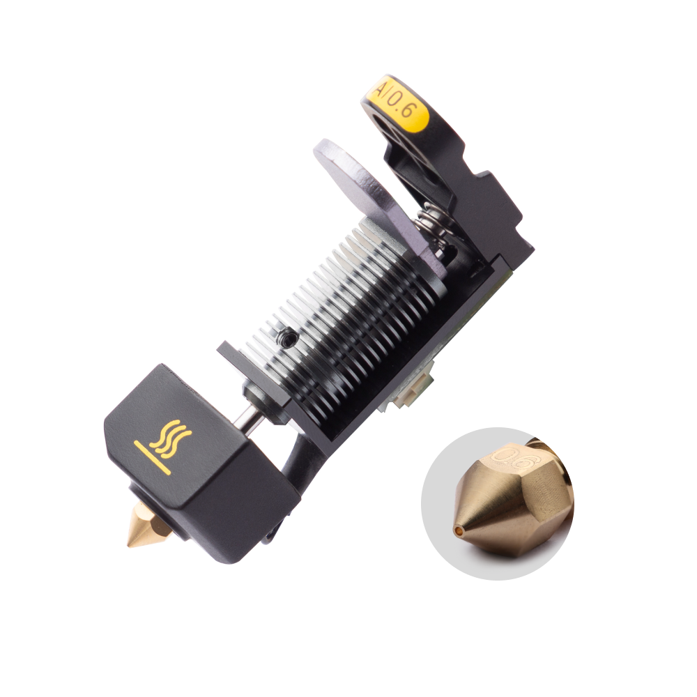 0.6 mm Snapmaker Hot End for Dual Extrusion Module with brass nozzle detail inset.