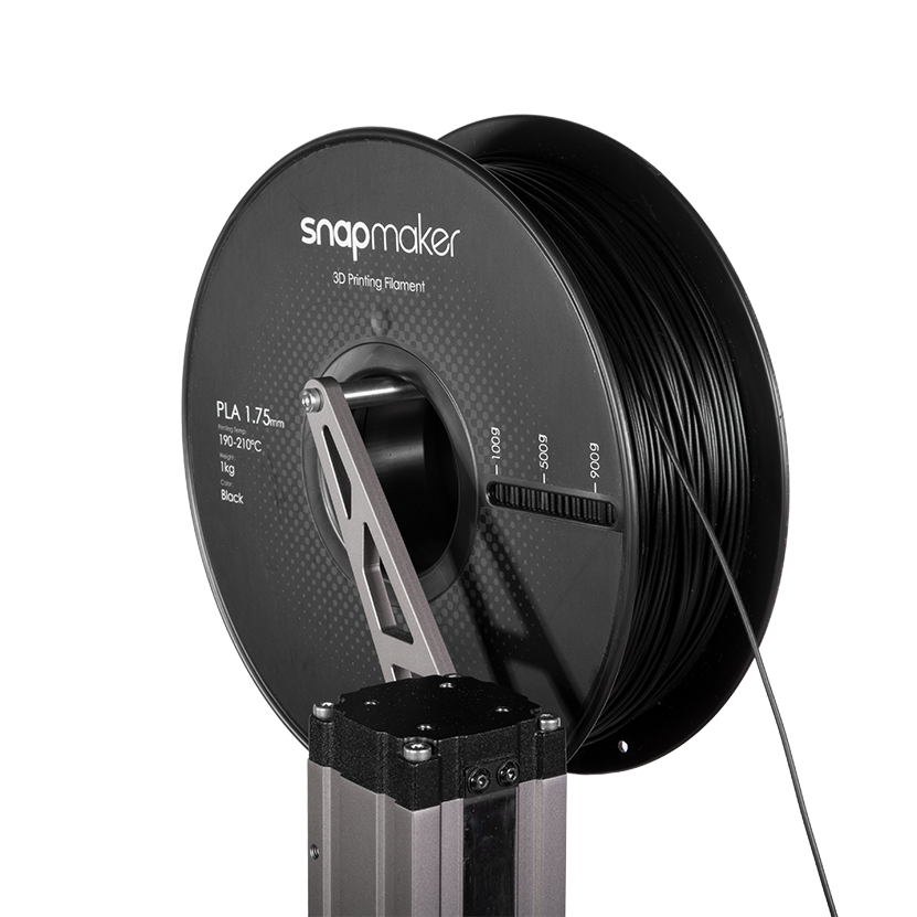 Load Snapmaker 1.75mm black PLA filament into your 3D printer for consistent, high-quality prints.