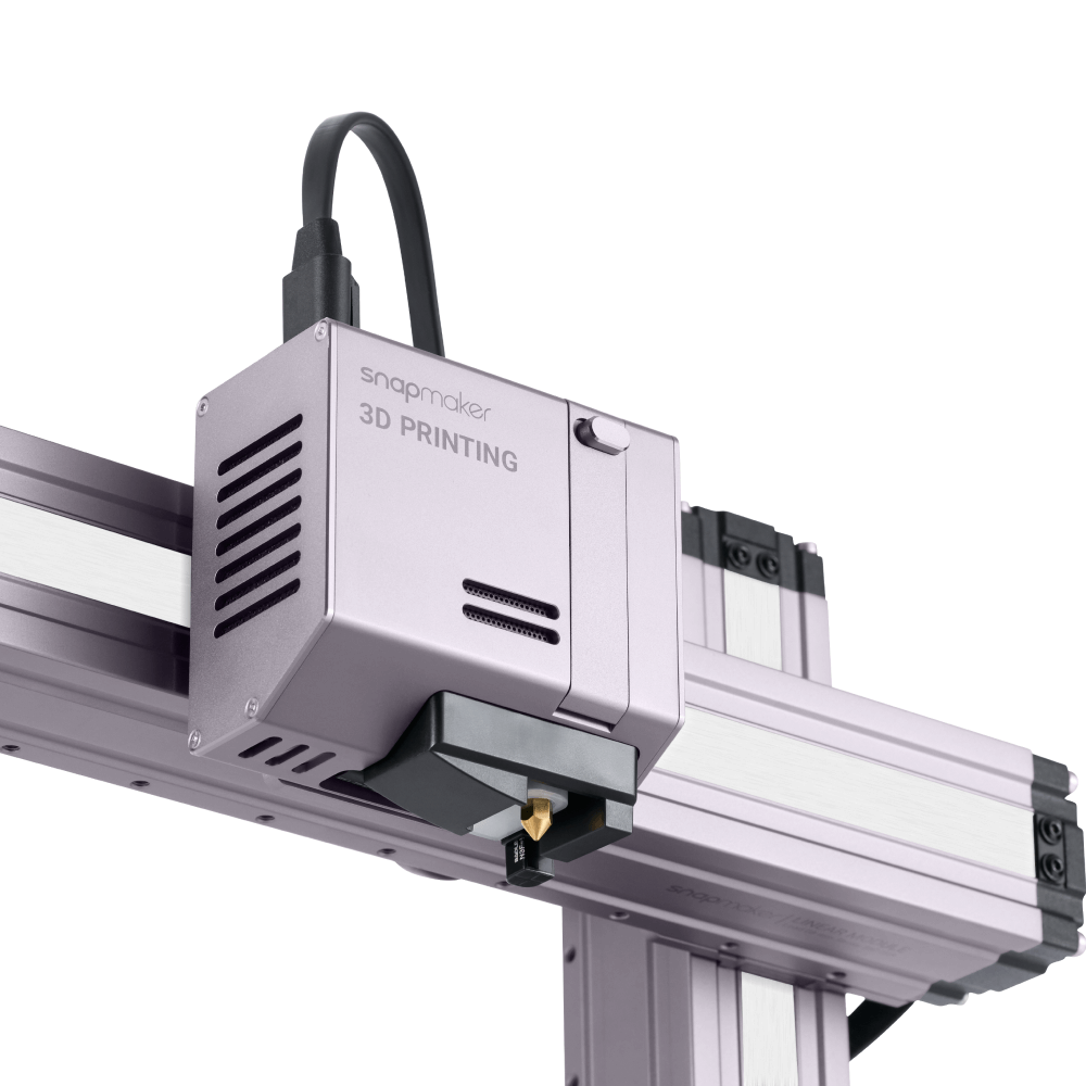 Snapmaker 2.0 3D printing module is integrated into the frame, ensuring smooth setup and use.
