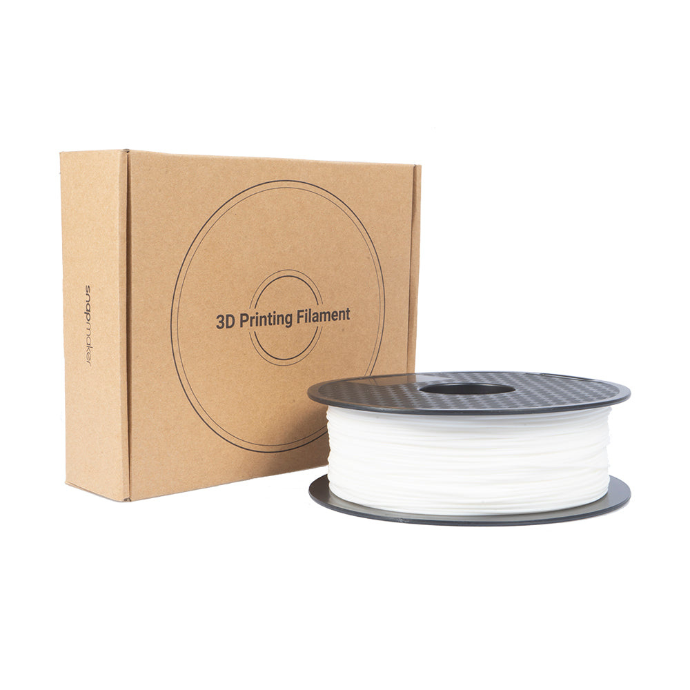 Packaged Snapmaker 1.75mm white PLA filament delivers exceptional quality for 3D printing projects.
