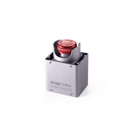 Detailed close-up of Snapmaker 2.0 Emergency Stop Button: red emergency knob and sleek design for instant safety response.