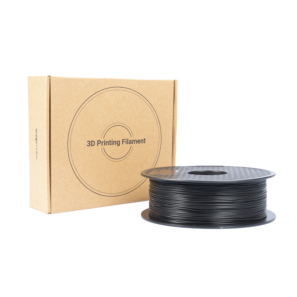 Snapmaker's 1.75mm black PLA filament comes in secure packaging for dependable 3D printing results.