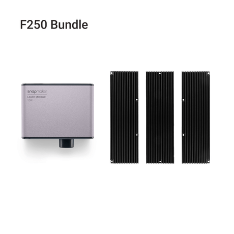 Snapmaker F250 bundle with 10W laser module, ideal for precision cutting and engraving projects.
