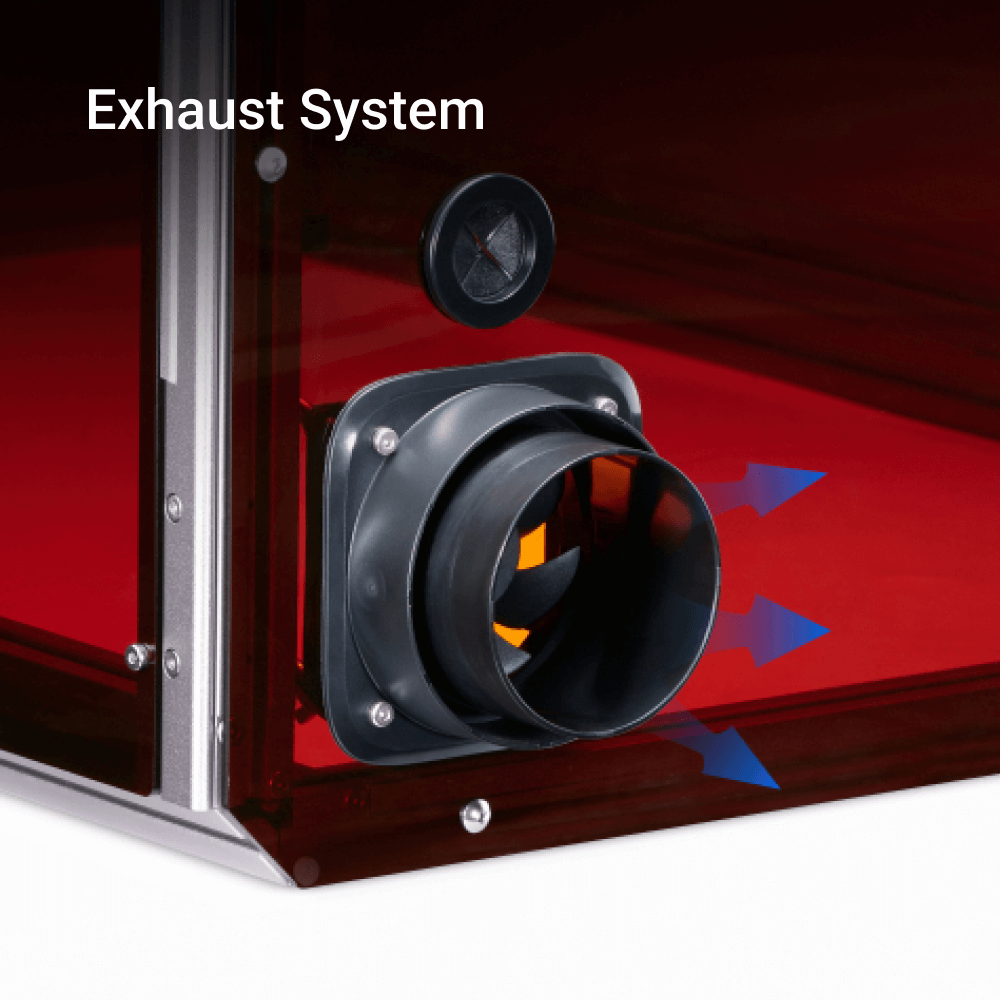 Snapmaker 3D printer enclosure exhaust system for effective ventilation, ensuring a safe printing environment.