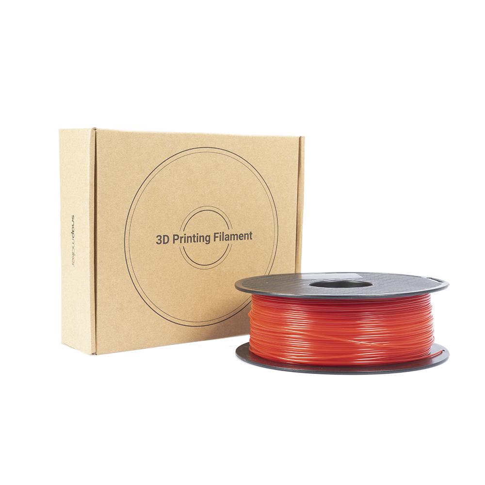 Snapmaker red PETG filament package includes a spool of red PETG filament and its box.