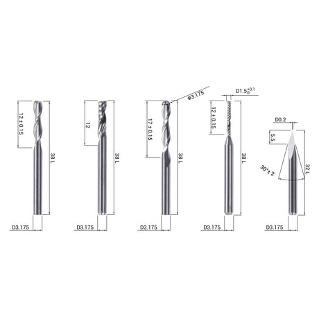 CNC BITS (5 BITS)