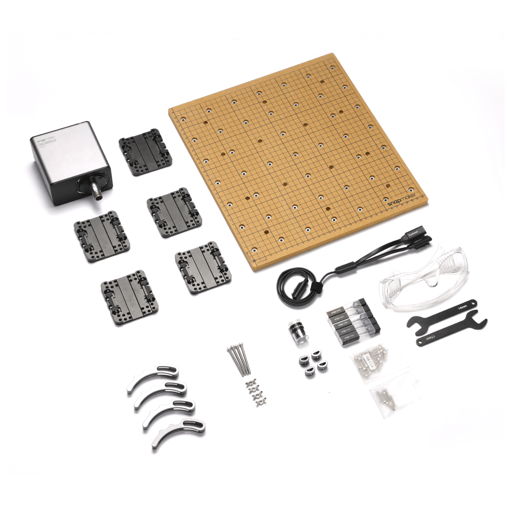 Snapmaker 200W CNC Module full kit for F350 integrates the module, platform, and a variety of CNC tools.