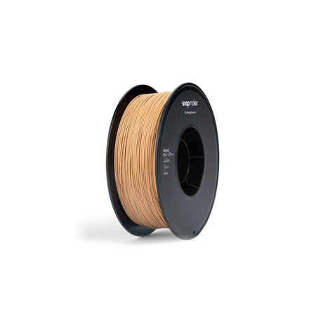 Snapmaker 1.75mm Wood PLA filament spool provides a wood-inspired texture and finish for 3D prints.
