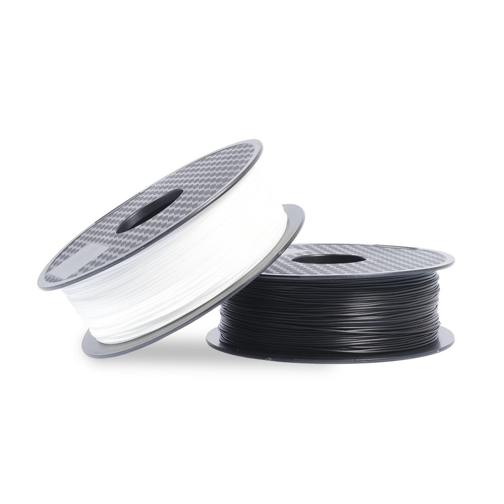 Snapmaker 1.75mm black and white PLA filament spools ensure smooth printing with minimal warping.