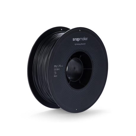 Snapmaker black TPU filament spool, designed for precision and reliable flexible prints.