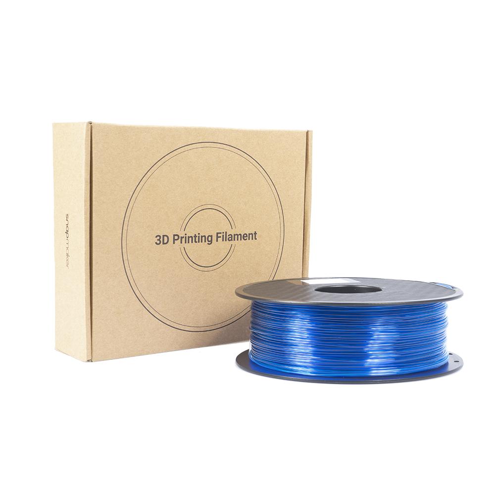 Snapmaker blue PETG filament package comes with a spool of blue PETG filament and a box.