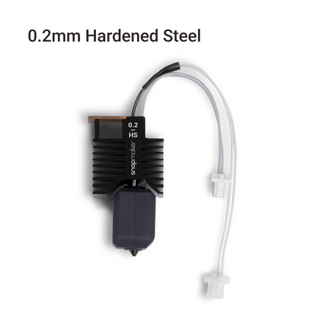 Single 0.2mm HS hot end for Snapmaker U1 with integrated body, protective cover on the heater block, and attached tubing.