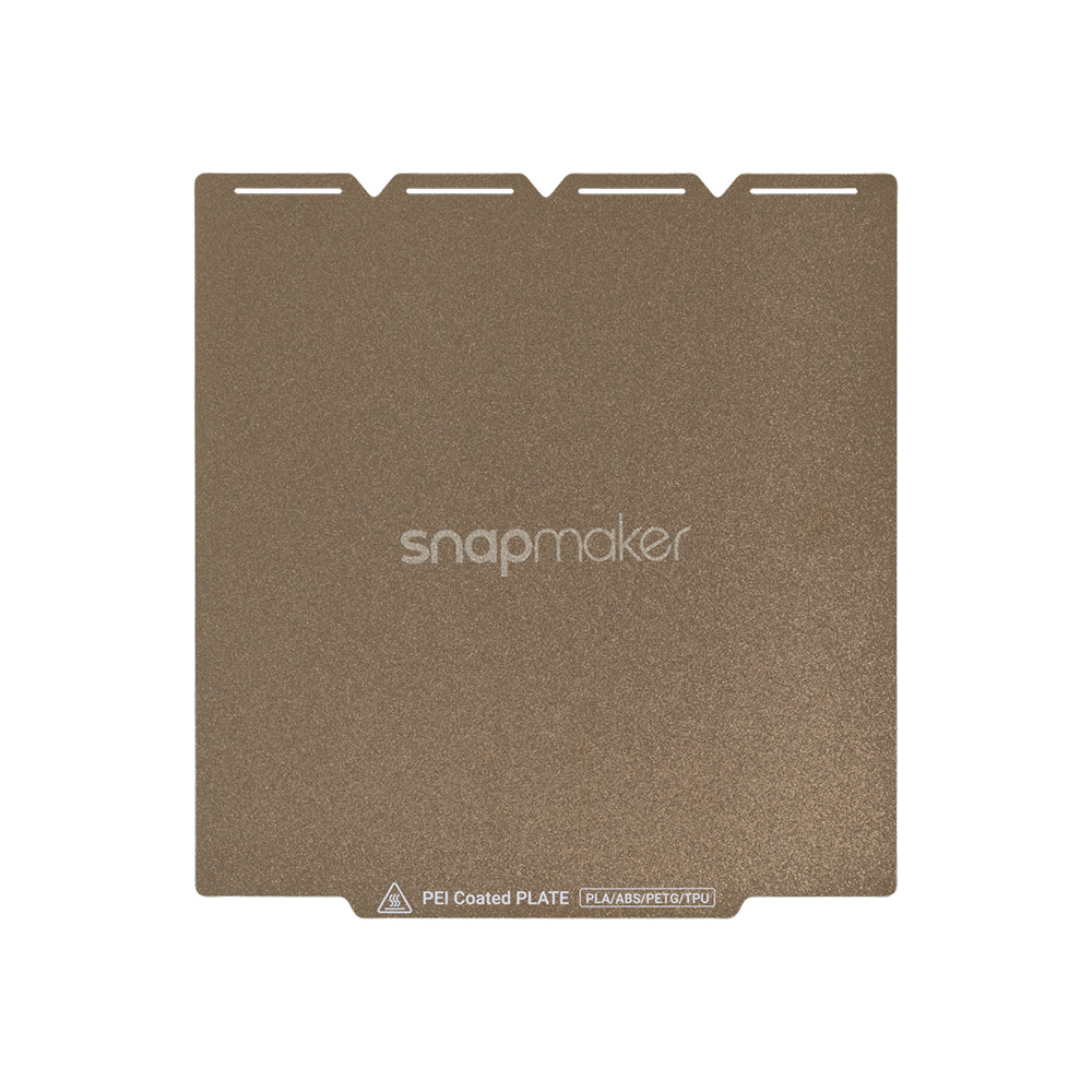 Textured PEI Steel Sheet for Snapmaker U1 showing gold build plate for stronger adhesion.