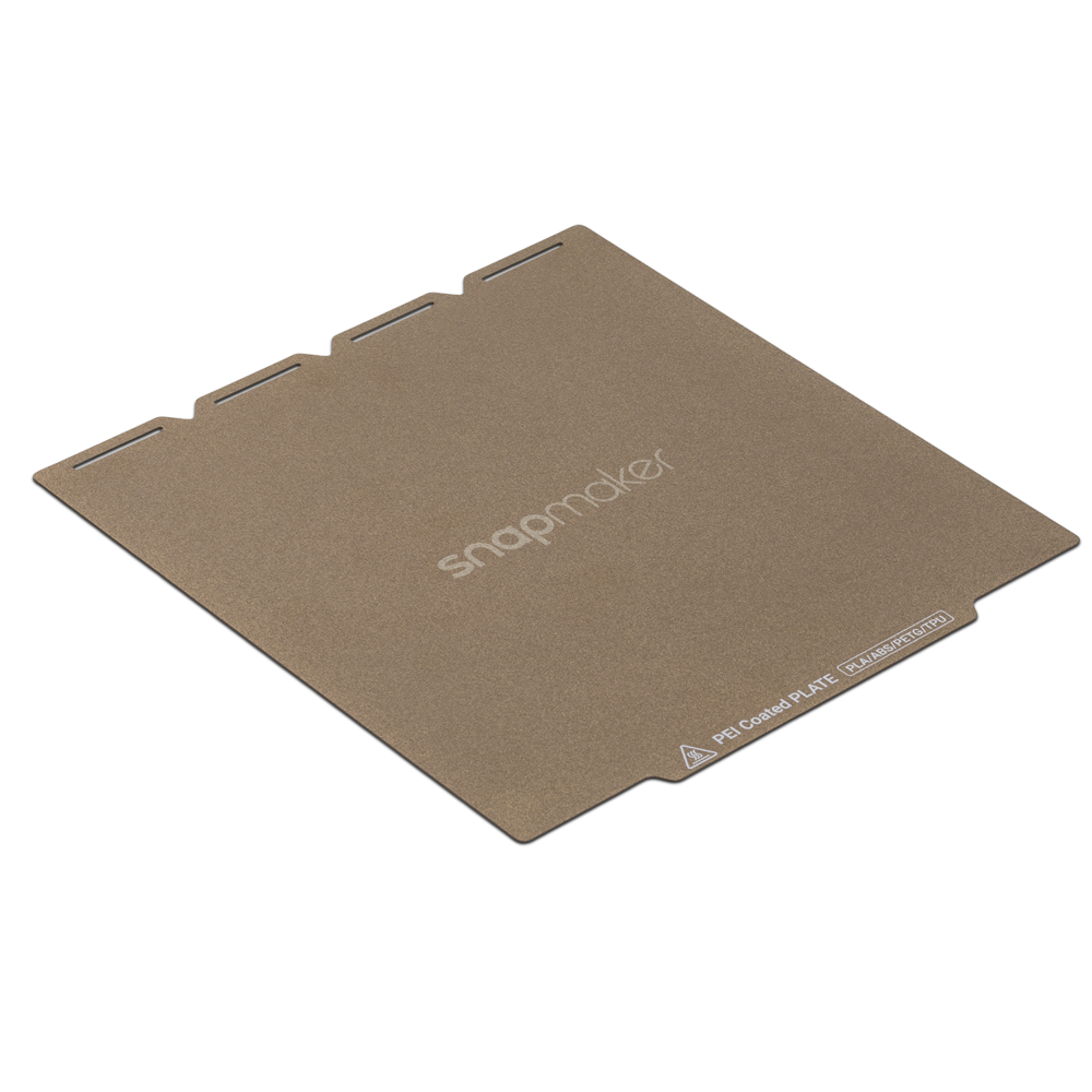 PEI Steel Sheet for Snapmaker U1, close-up of textured gold PEI coated plate.