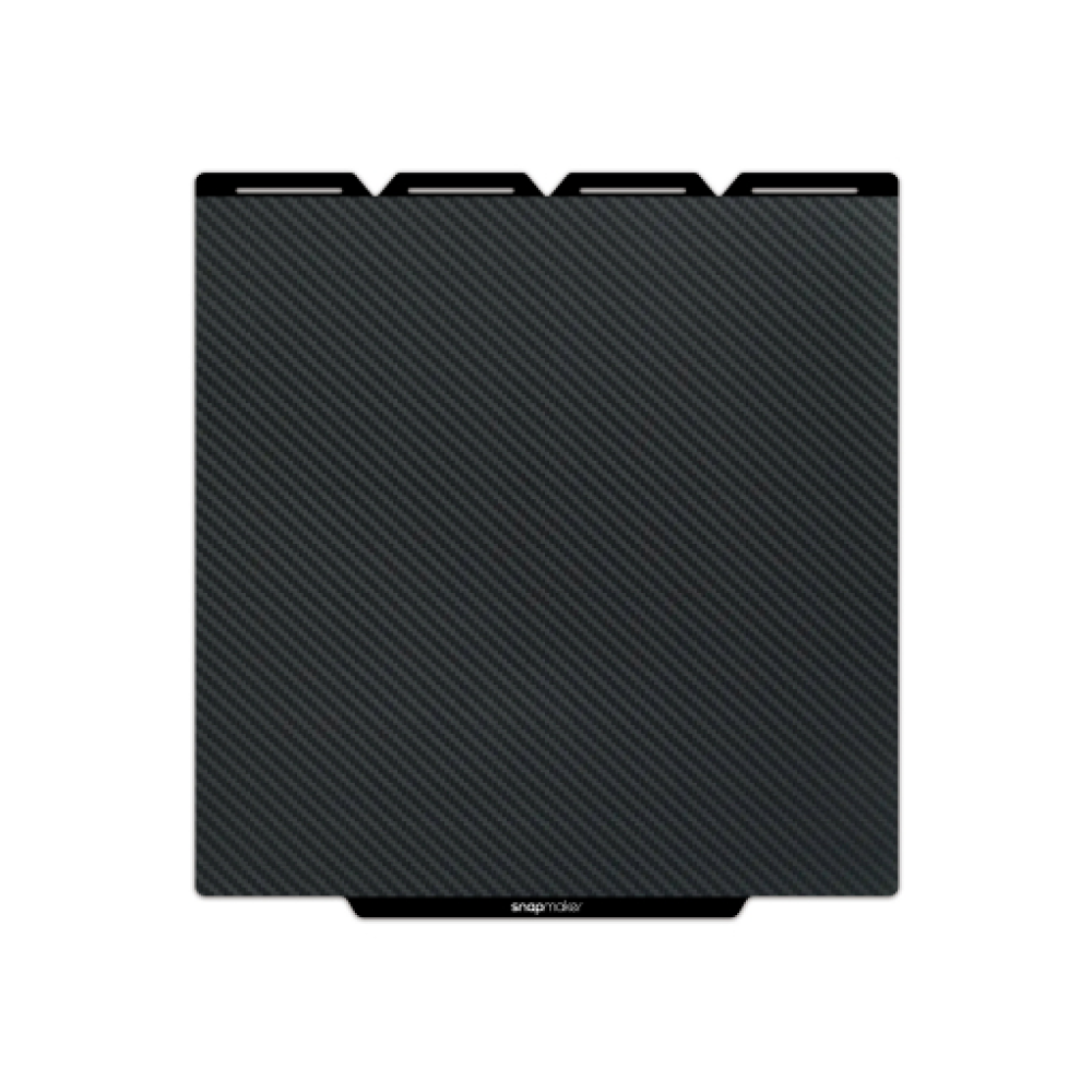 Snapmaker U1 Graphic Effect Steel Plate with carbon-fiber style printing surface displayed flat on a white background.