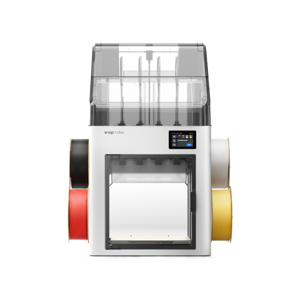 Top Cover for Snapmaker U1 installed, providing full enclosure and air filtration for steady, dust-free printing.