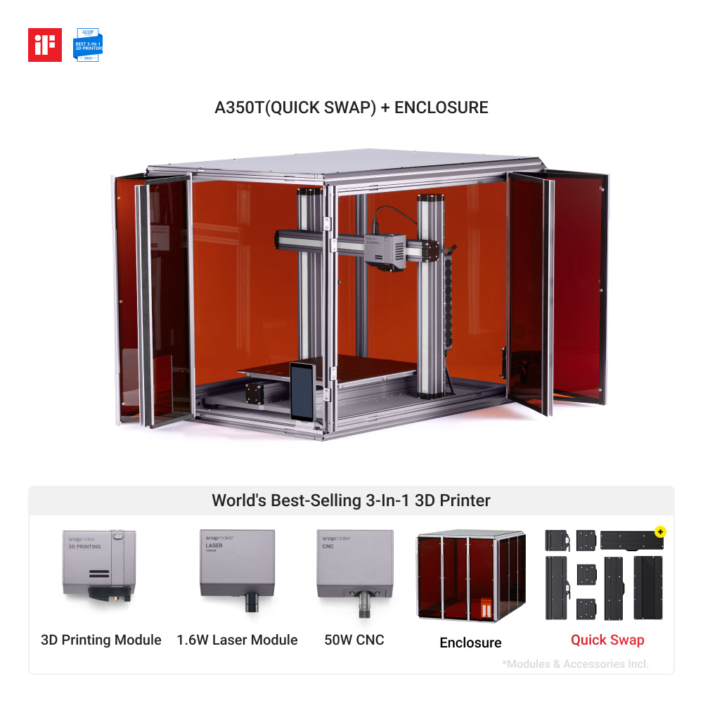 SNAPMAKER 2.0 MODULARER 3-IN-1 3D-DRUCKER MIT GEHÄUSE A350T/A250T (INKL. MWST.)