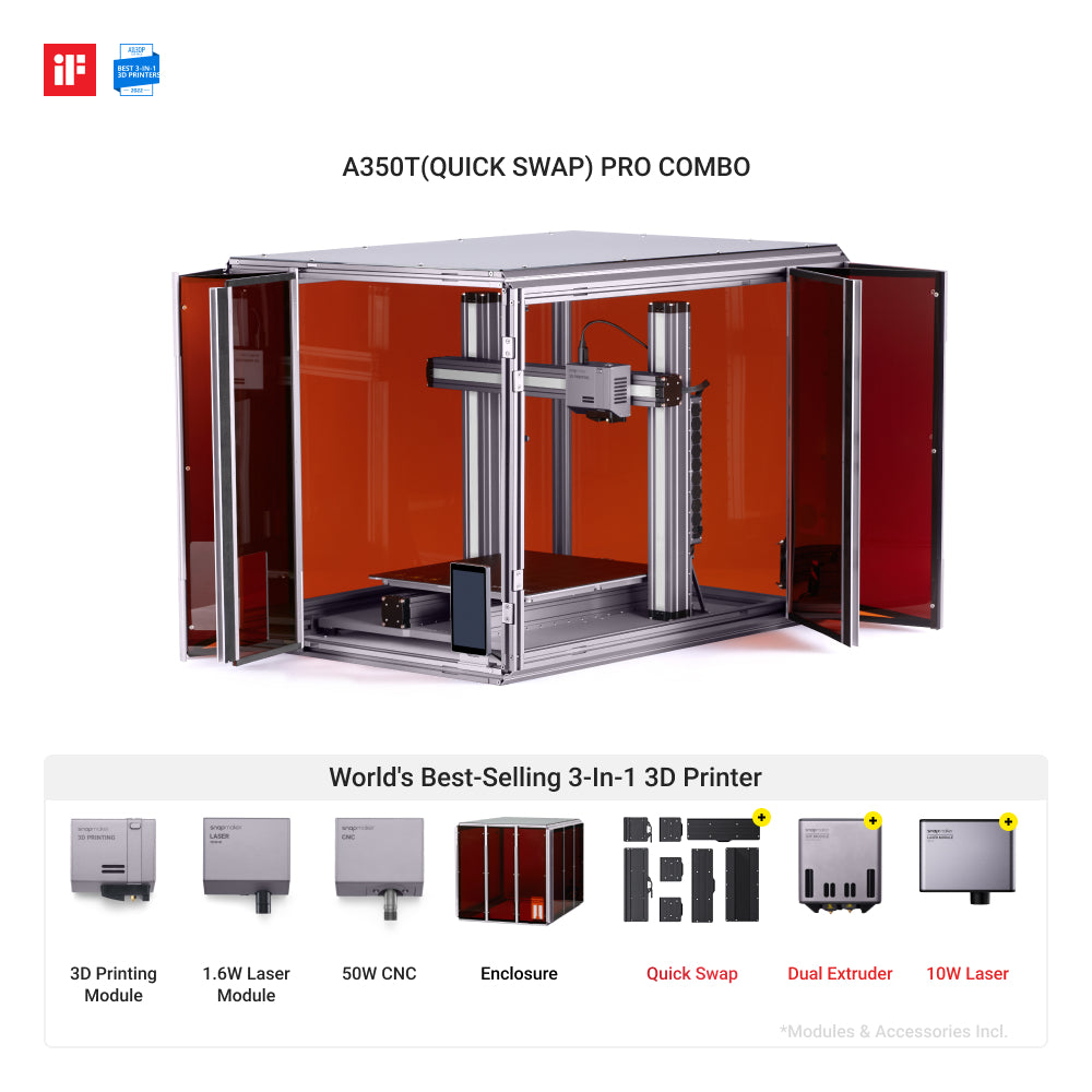 SNAPMAKER 2.0 MODULARER 3-IN-1 3D-DRUCKER MIT GEHÄUSE A350T/A250T (INKL. MWST.)