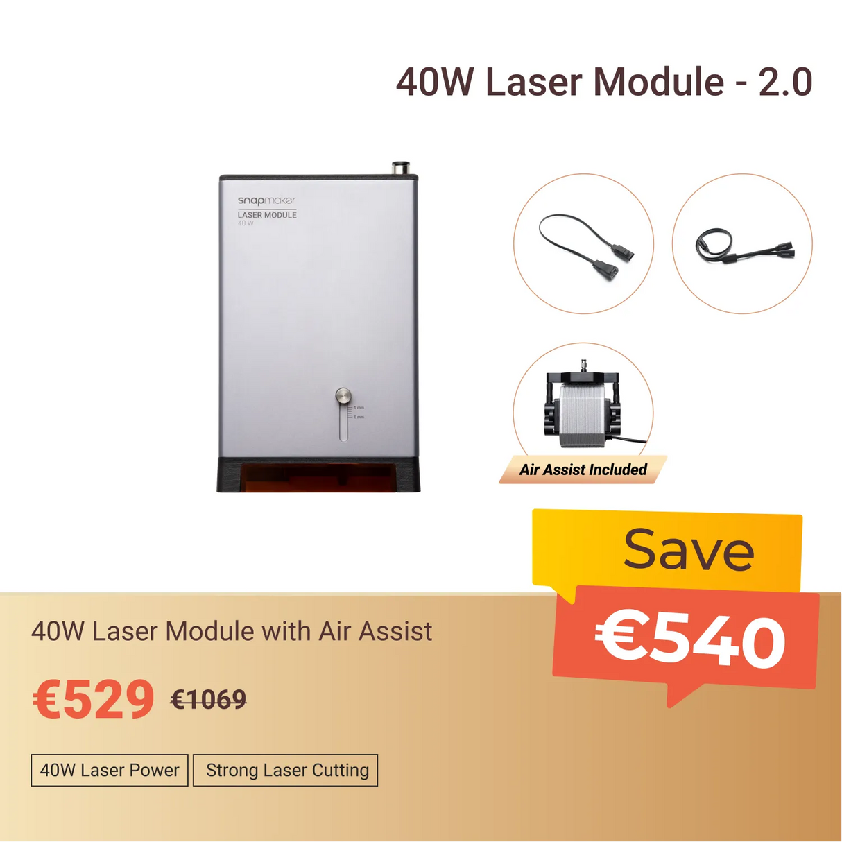 Snapmaker 20W & 40W Lasermodul mit Luftunterstützung (inkl. MwSt.)