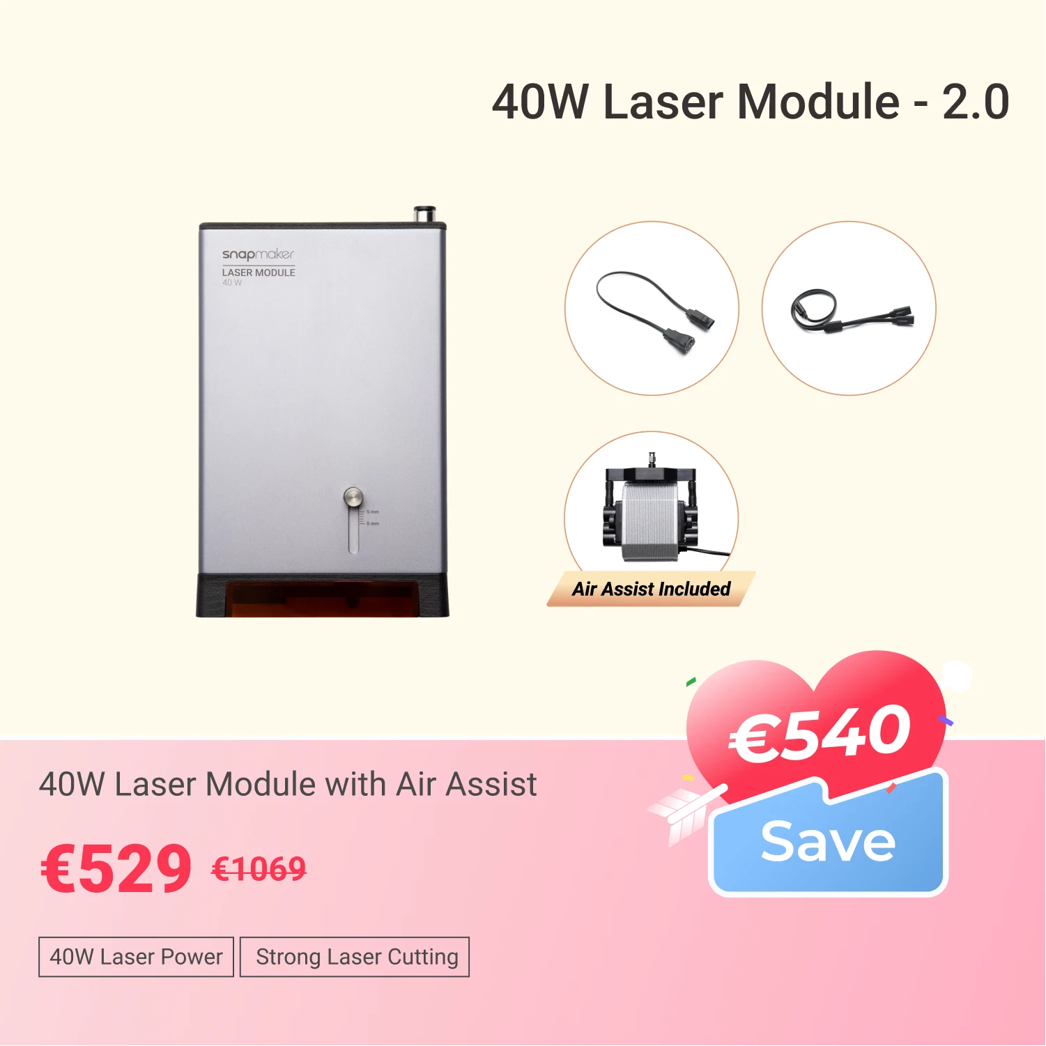 Snapmaker 40W Laser Module with Air Assist