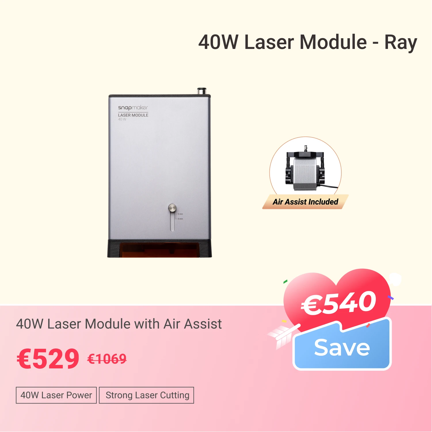 Snapmaker 40W Laser Module with Air Assist