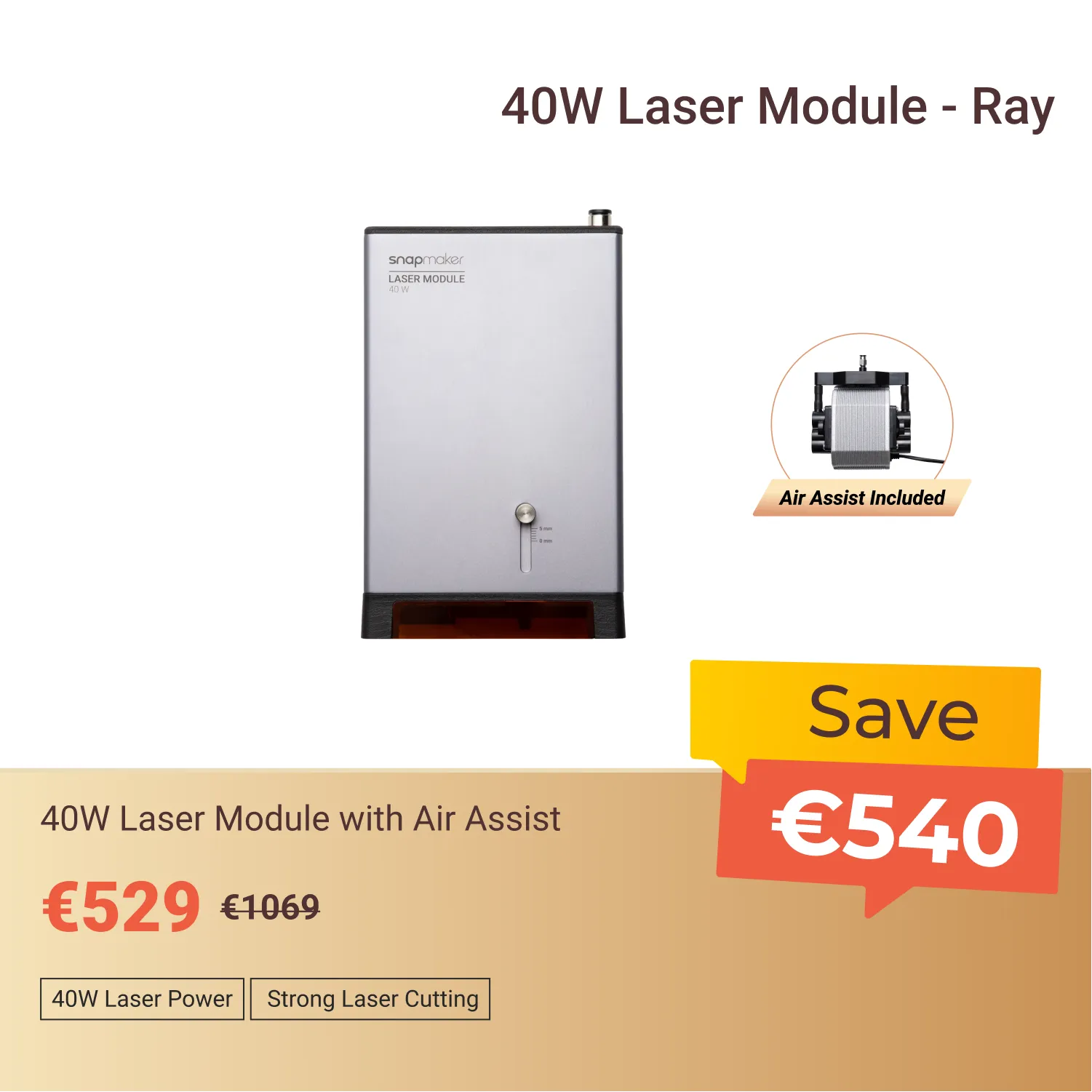 Snapmaker 40W Laser Module with Air Assist