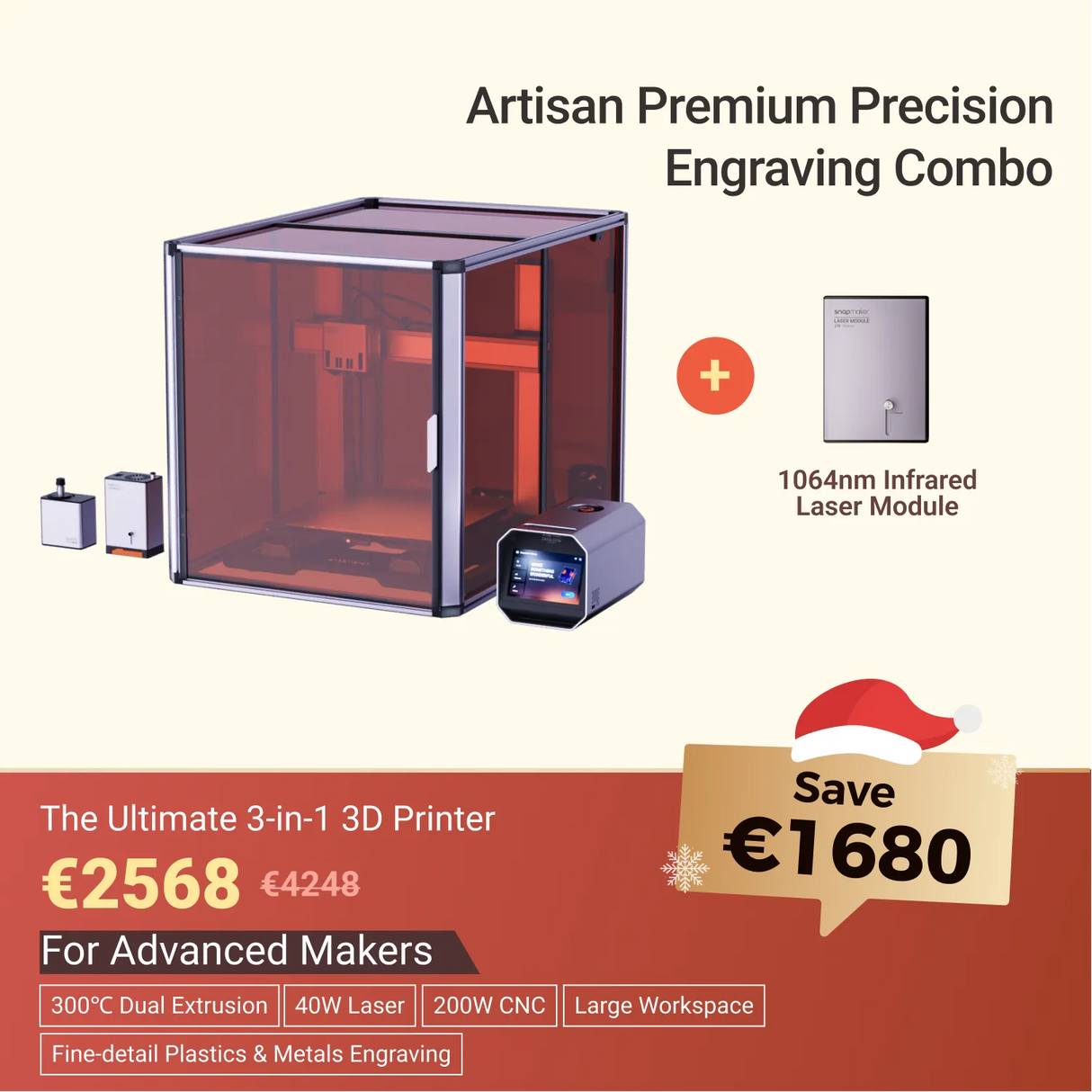 Snapmaker Artisan 3-in-1 3D Printer (VAT Incl.)