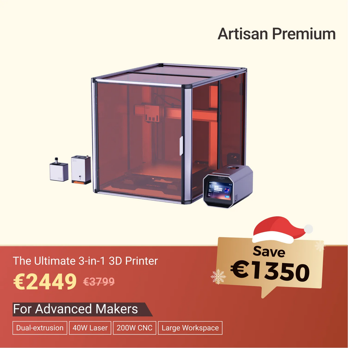 Snapmaker Artisan 3-in-1 3D Printer (VAT Incl.)