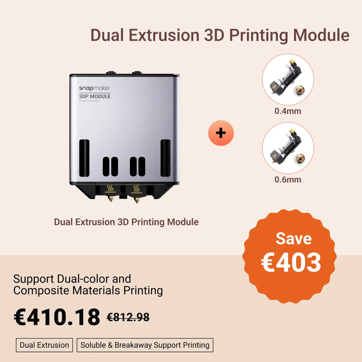 Snapmaker Doppelextrusion 3D-Druckmodul (inkl. MwSt.)