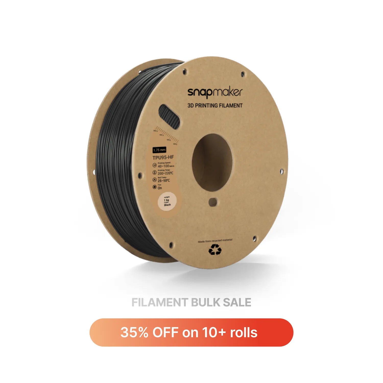 Schwarzes TPU95-Filament mit hohem Durchfluss (1 kg)