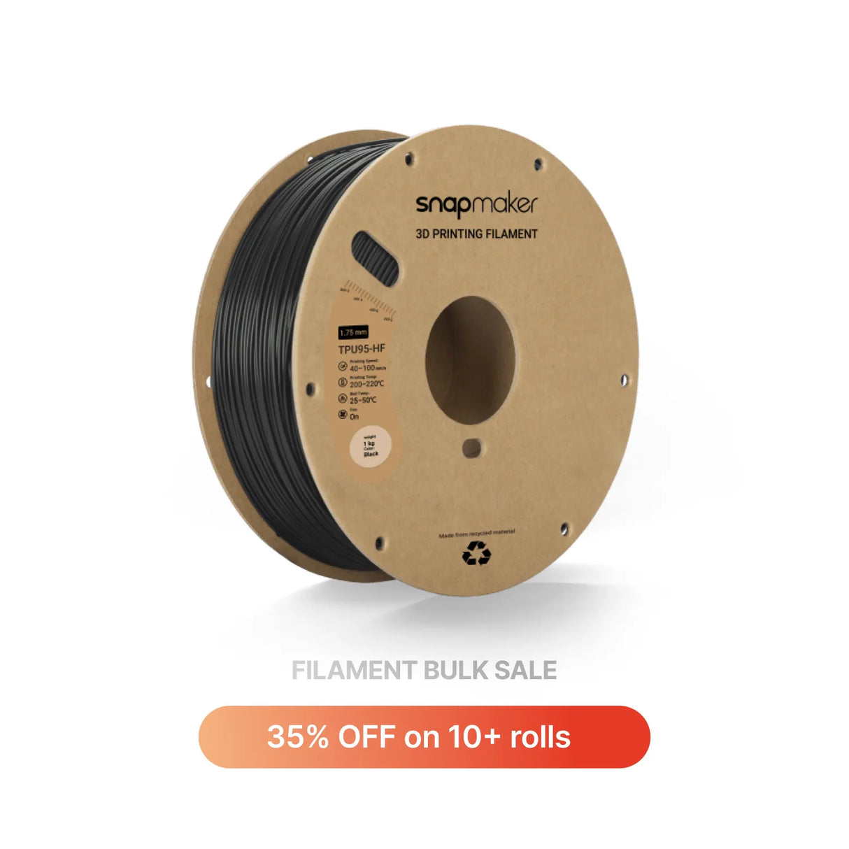Black High Flow TPU95 Filament (1kg)