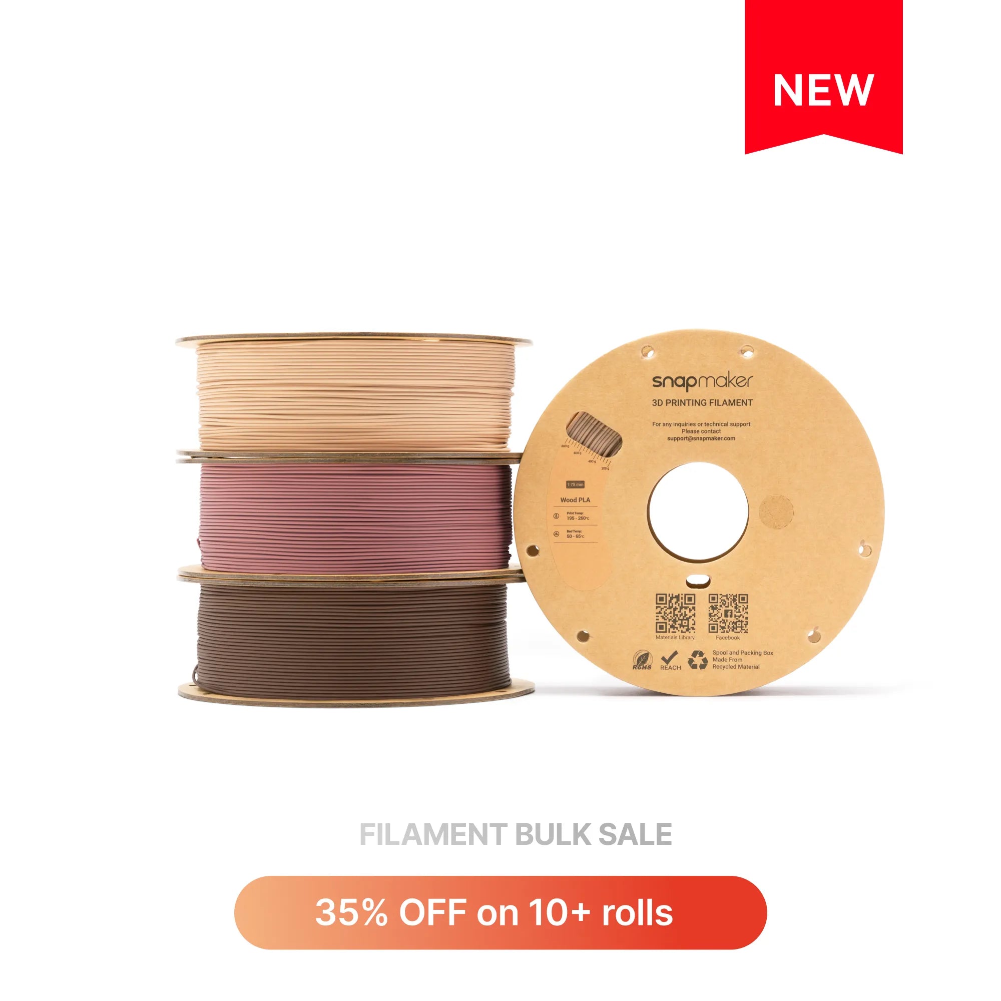 Wood PLA Filament (RFID) - 1kg