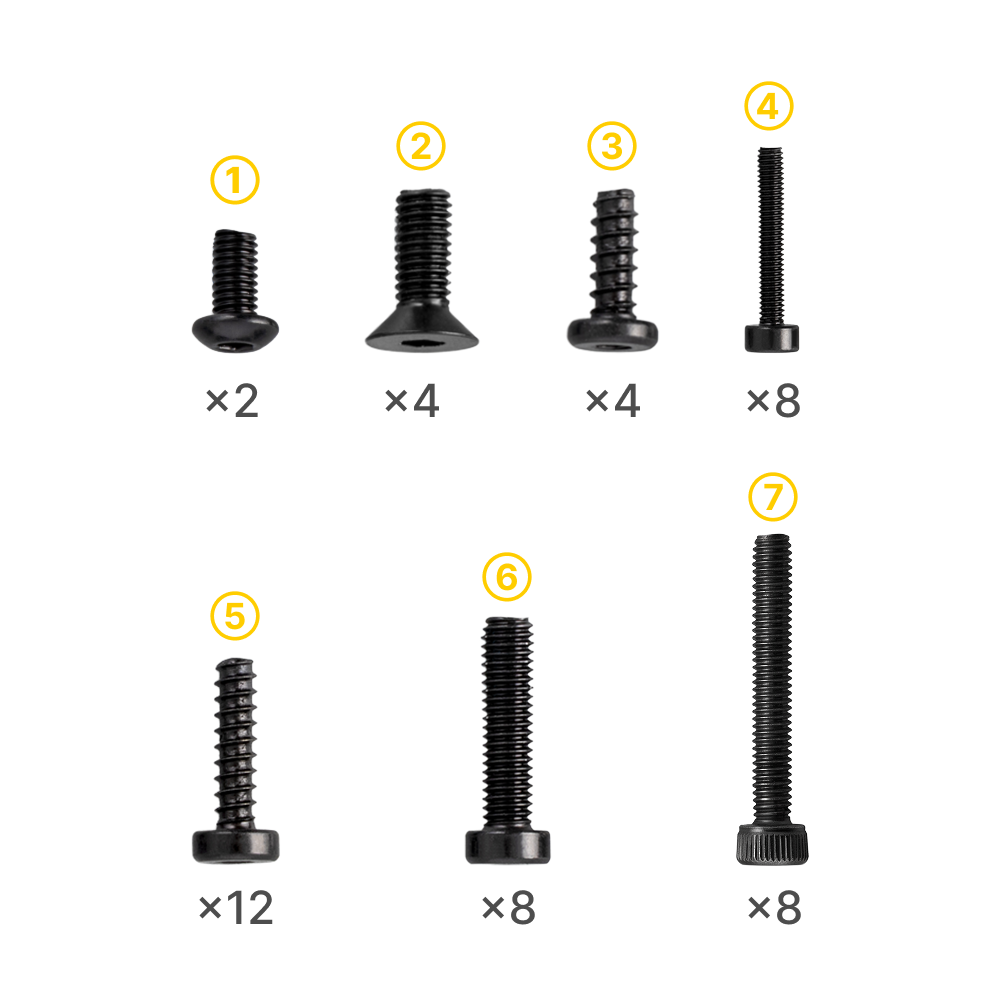 This essential screw replacement kit includes multiple hardware specifications required for the assembly and repair of Snapmaker U1 3D printer components.