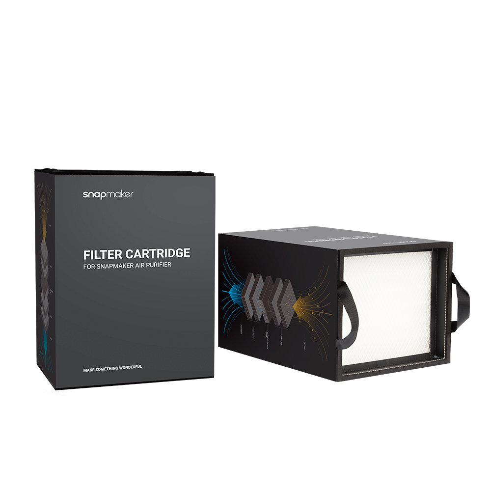 Snapmaker-Luftfilterpatrone – Verpackung mit Ersatzfilter für den Snapmaker-Luftreiniger.