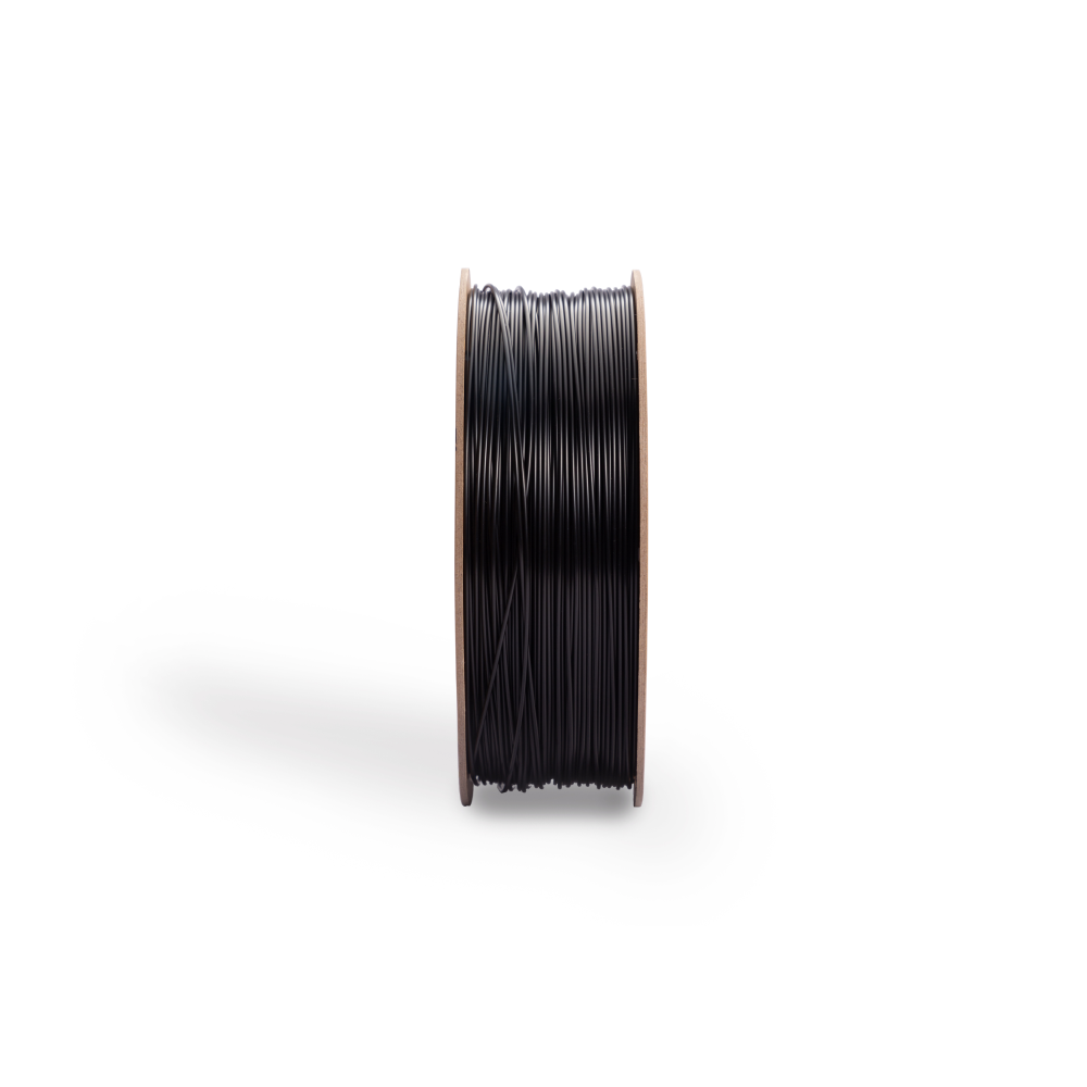 Seitenansicht einer Snapmaker Black TPU95-Filamentspule, die das dichte, hochwertige Filament für den 3D-Druck zeigt